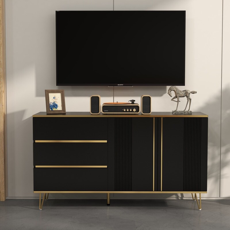 Black Side Cabinet  Sideboard for Bedroom or Hallway