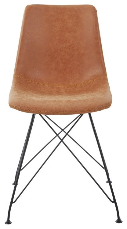 Trenton Chair in Sand Brown Faux Leather 2 Pack   Industrial   Dining Chairs   by Homesquare  Houzz