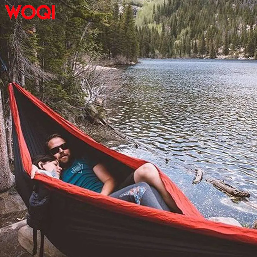 Woqi Nylon Double Camping Hammock Tree Hammock Portable Parachute Hammocks with Bug Net