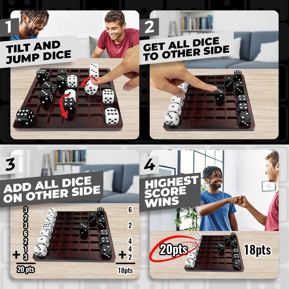 SWOOC Dittle - Dice Battle to Ages 6 Plus to Unique Wooden Coffee Table Games For Adults  Family to Best Board Games For Kids DITTLE-OAK-SML