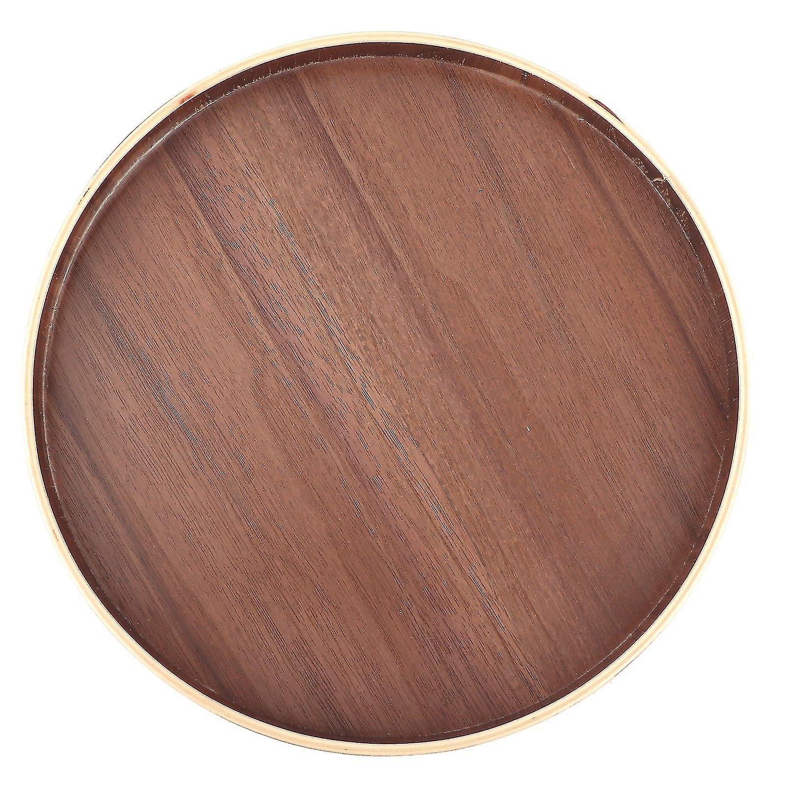 Japanese Style Round Wooden Food Fruit Serving Tray Service Plate for Home Kitchen Hotel Use21cm