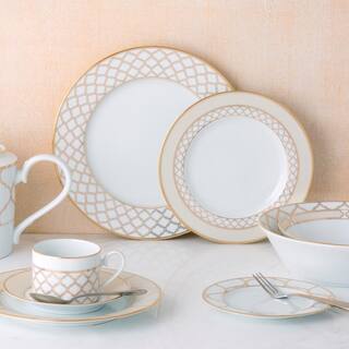 Noritake 5-Piece Gold White Porcelain Eternal Palace Place Setting 1728-05E