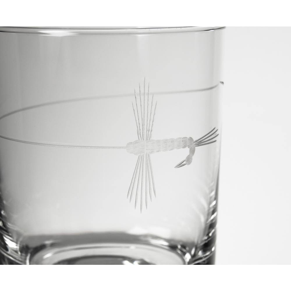 Rolf Glass Fly Fishing 13 fl.oz Clear Double Old Fashioned Glasses (Set of 4) 410005-S4