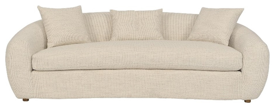 Molly 96.5 quotUpholstered Curved Sofa in Pearl   Loveseats   by Homesquare  Houzz