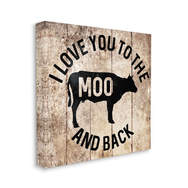 Stupell Industries The Moo And Back Funny Cow Farm Wood Texture Word Design