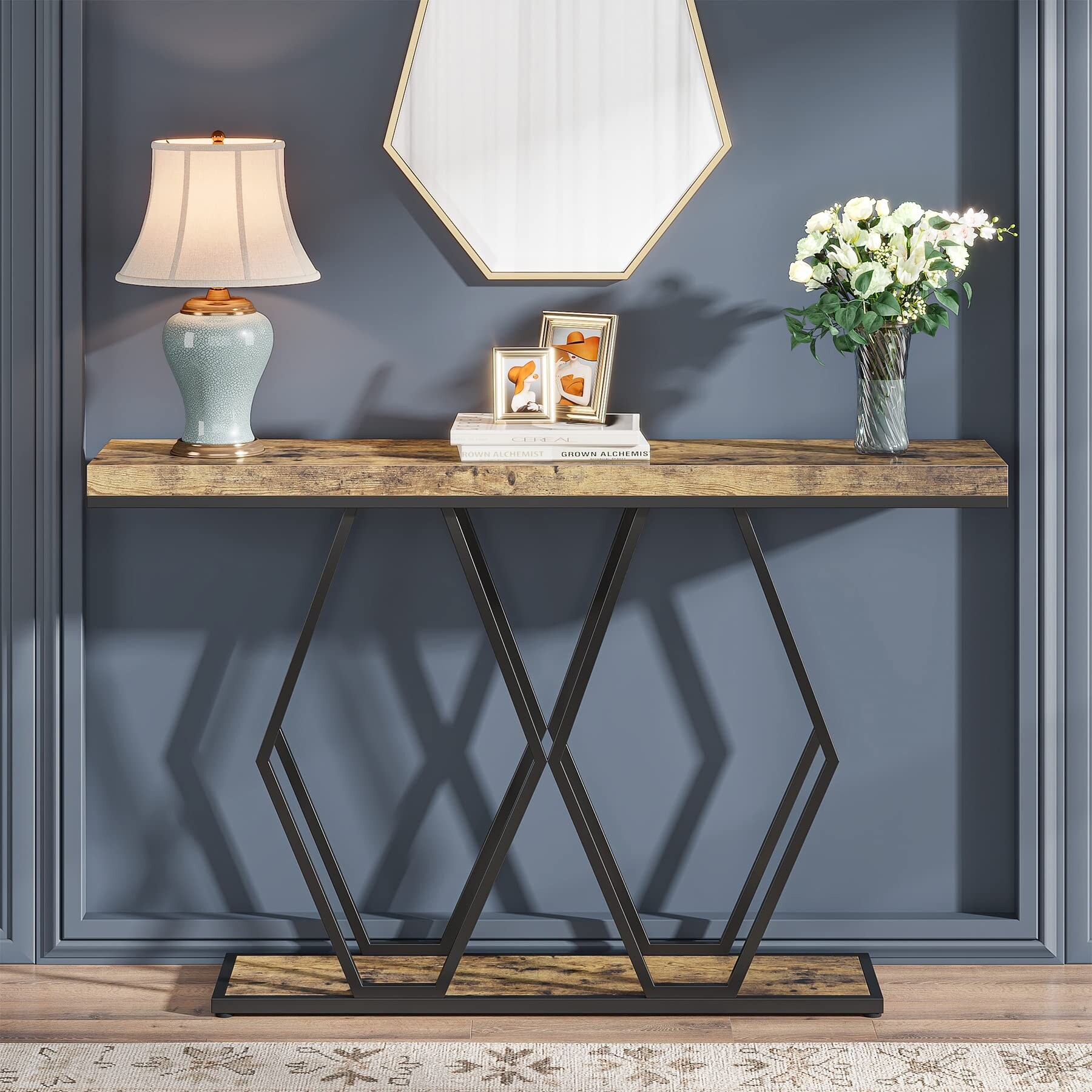 Gold Console Table， Modern Sofa Table for Entryway Living Room