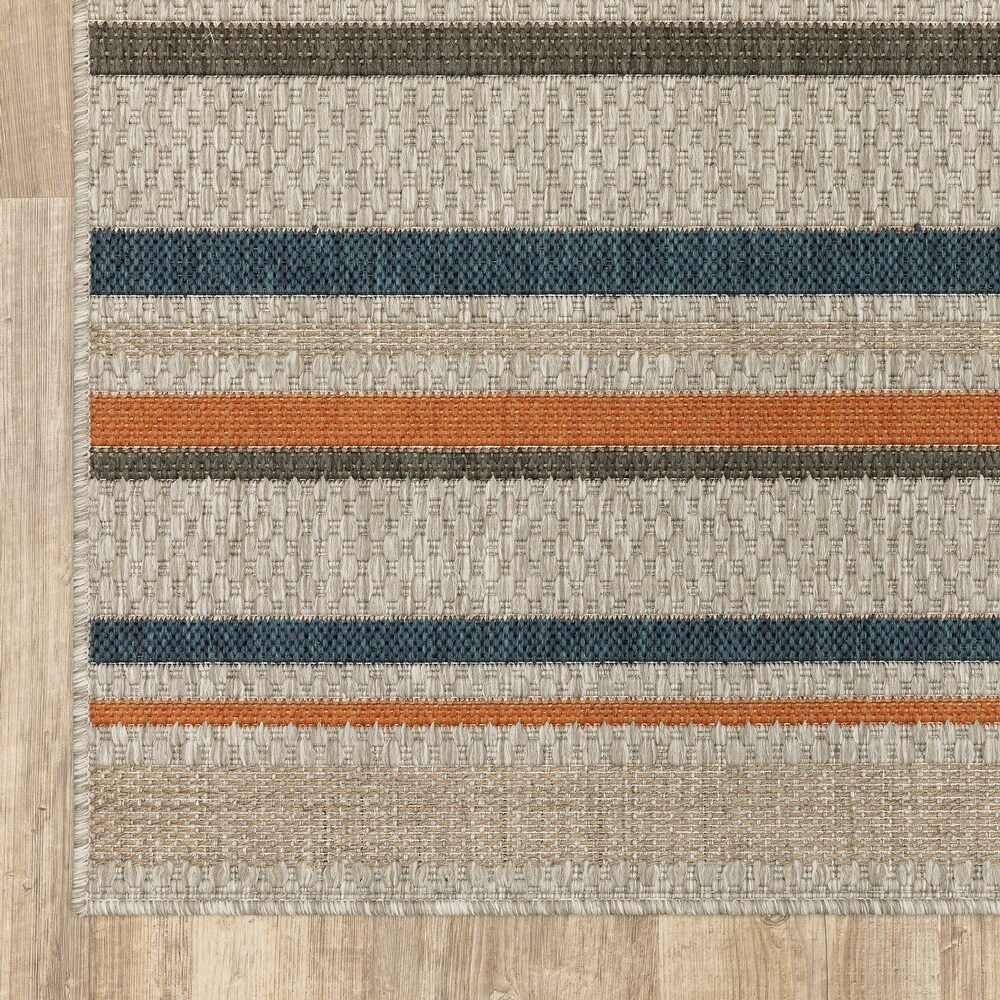 Style Haven Higgins Striped Grey/ Blue Indoor/ Outdoor Area Rug by Havenside Home