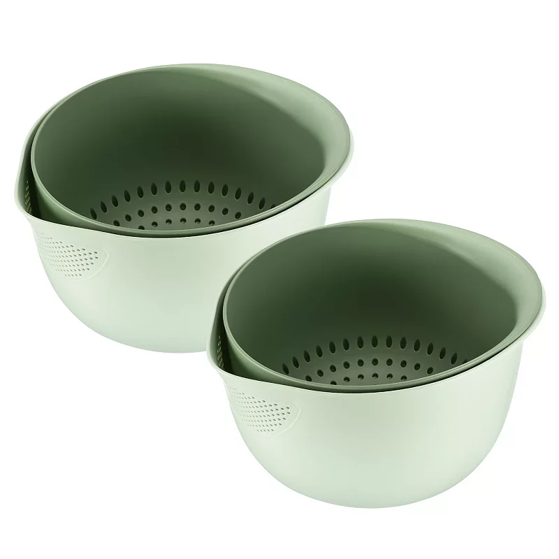 Fruit Vegetable Washing Colander Drain Basket Rice Washing Bowl， 2PCS