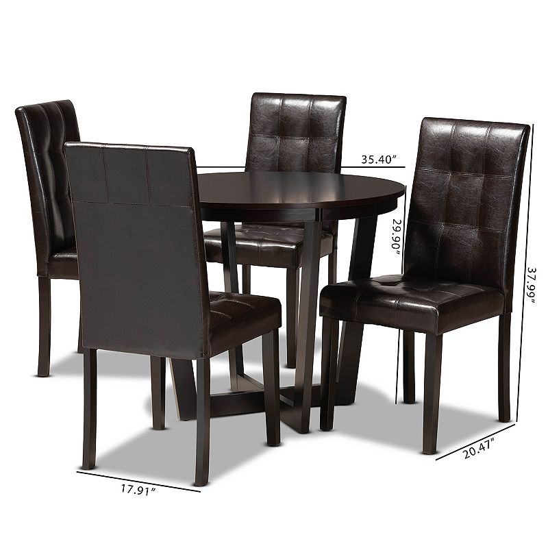 Baxton Studio Vida Dark Brown 5-Piece Dining Set