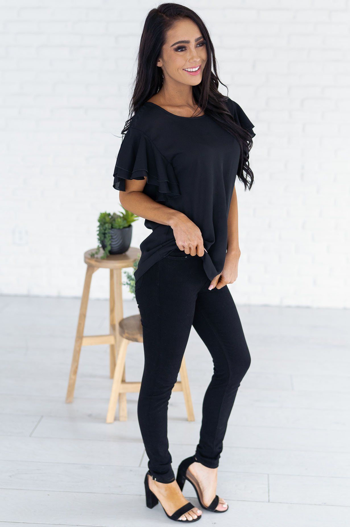 Class Act Modest Flutter Blouse