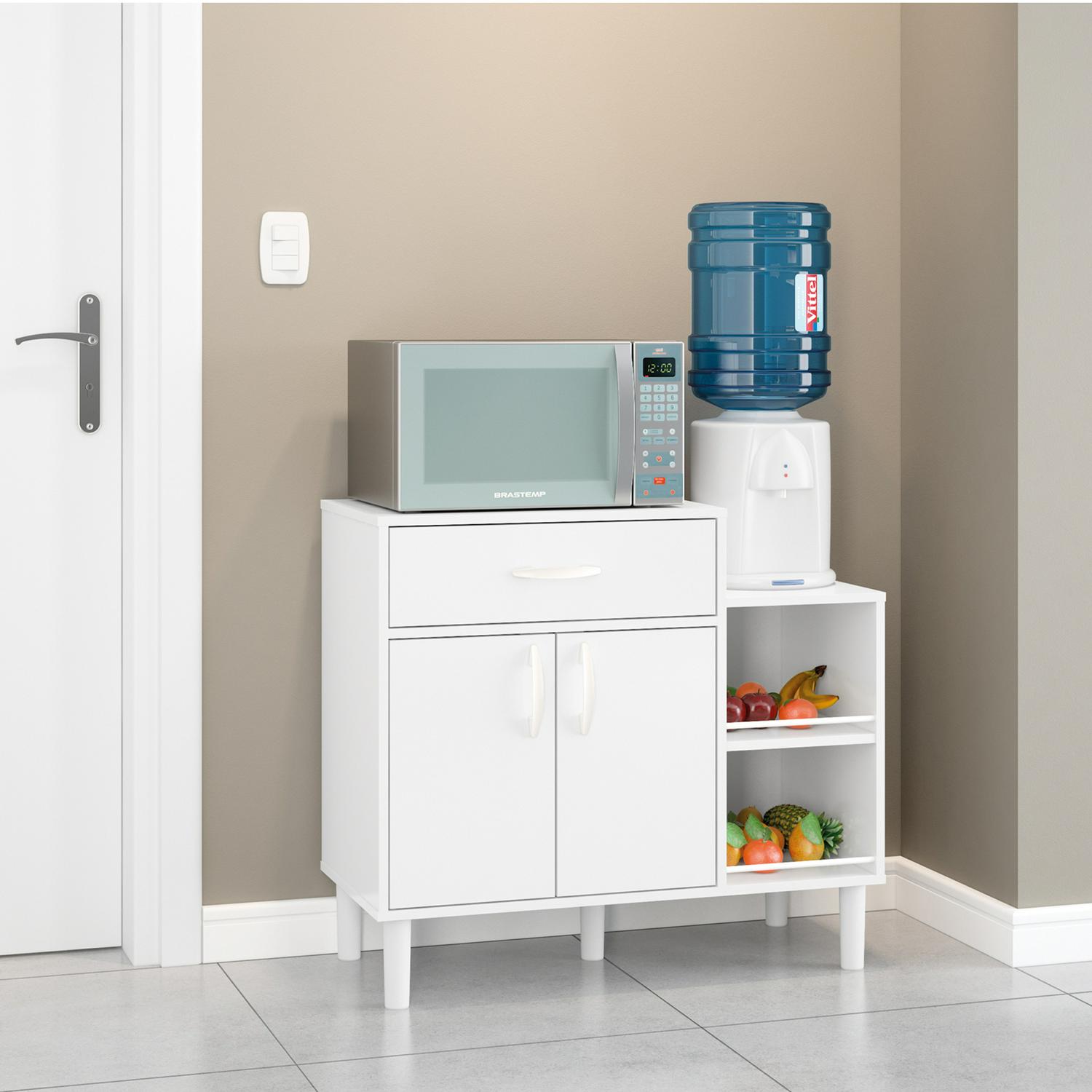 Boahaus Lyon Kitchen Cart， 1 Drawer， 2 Doors， Modern White Finish