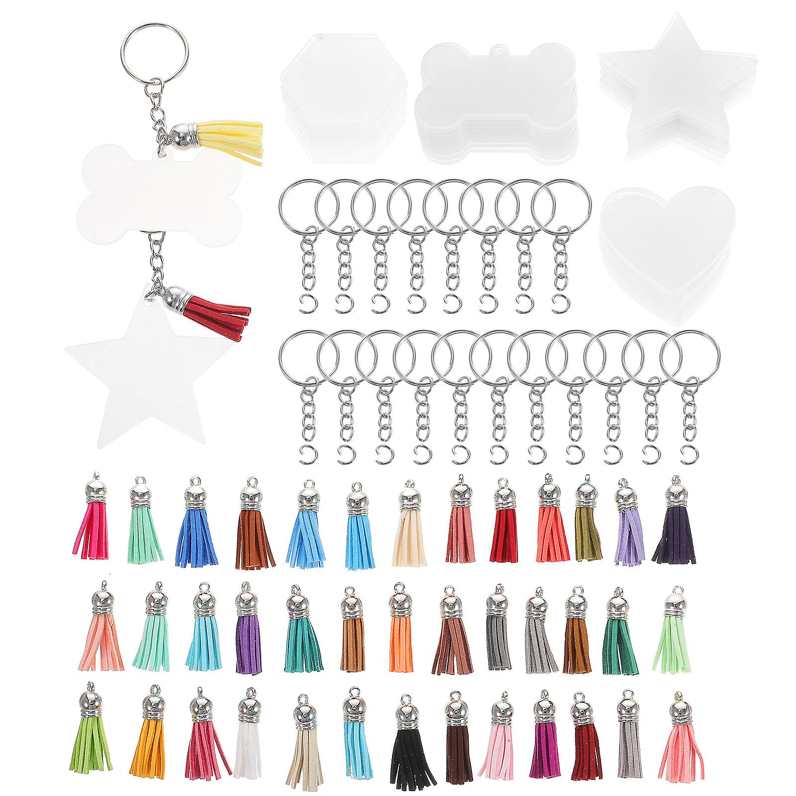 1 Set Of Acrylic Keychains Blank With Key Rings Diy Tassels Key Chain Material