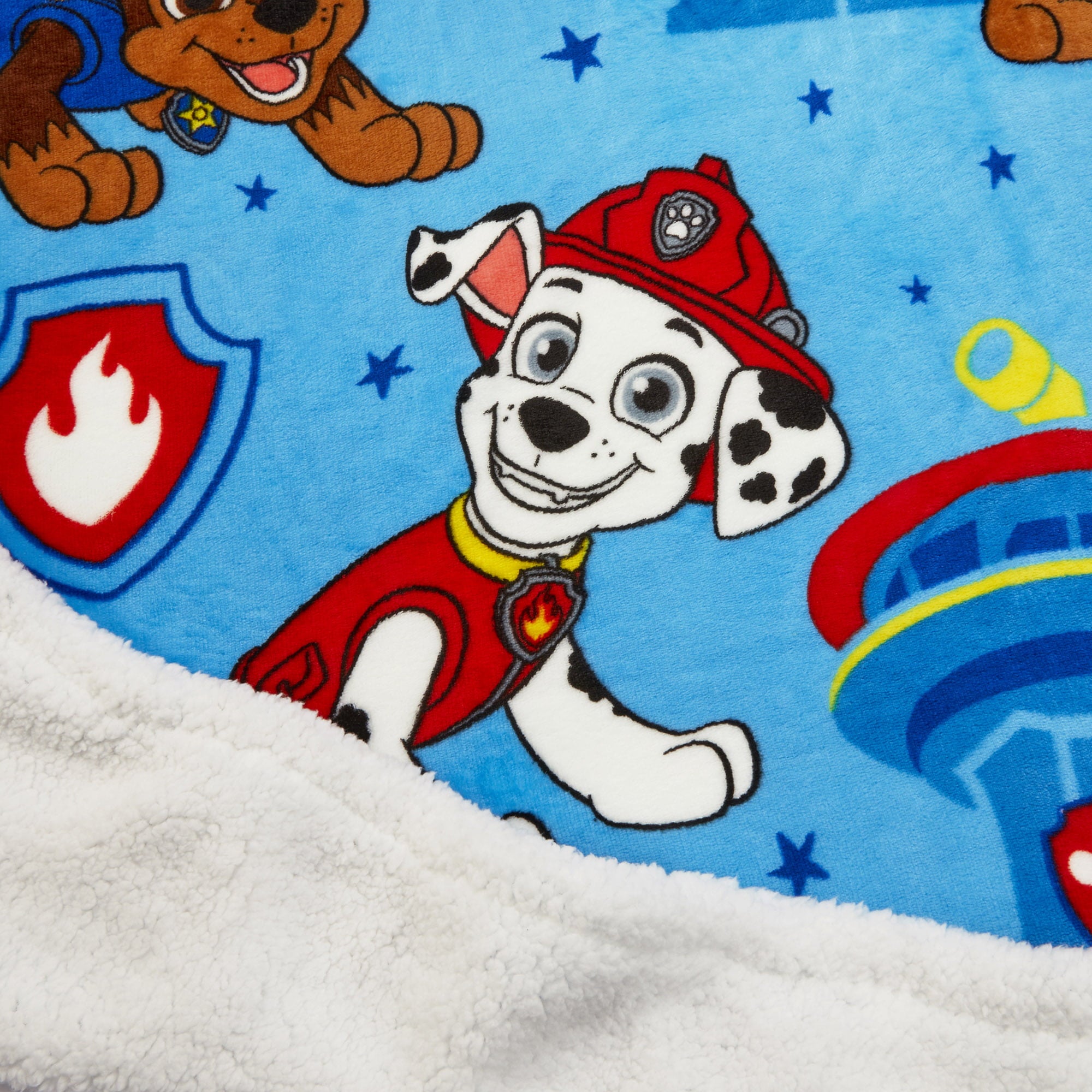 PAW Patrol Kids Blanket， Twin/Full， Plush with Sherpa Reverse， 60 x 90， Blue， Nickelodeon