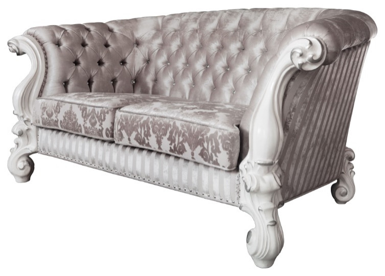 ACME Versailles  Loveseat w/5 Pillows in Ivory Fabric  ampBone White Finish   Victorian   Loveseats   by Acme Furniture  Houzz