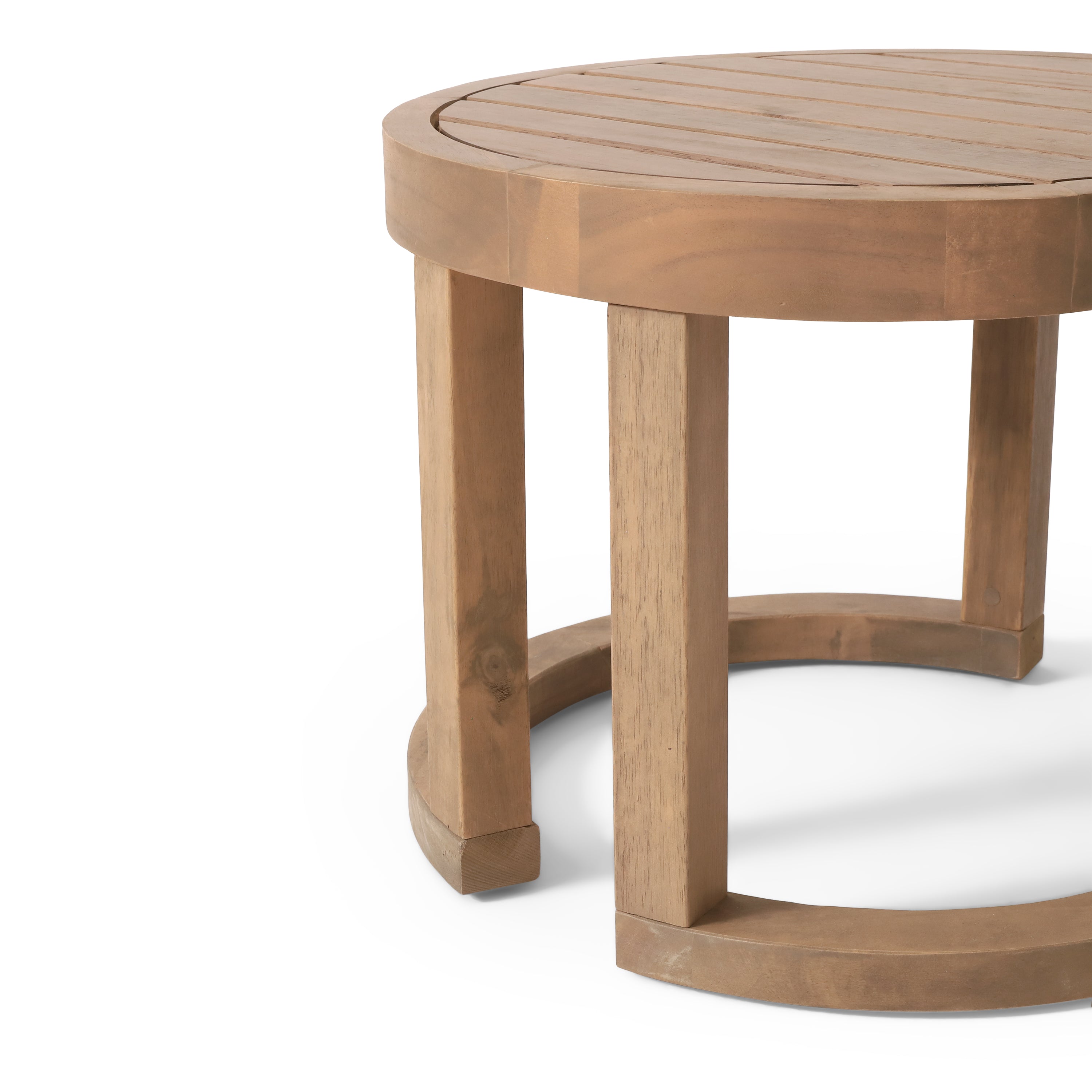 Aston Outdoor Acacia Wood Side Table, Brown Wash