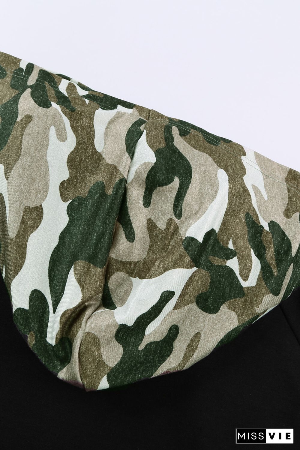 Camo Print Double Hoods Thumb Hole Hoodie