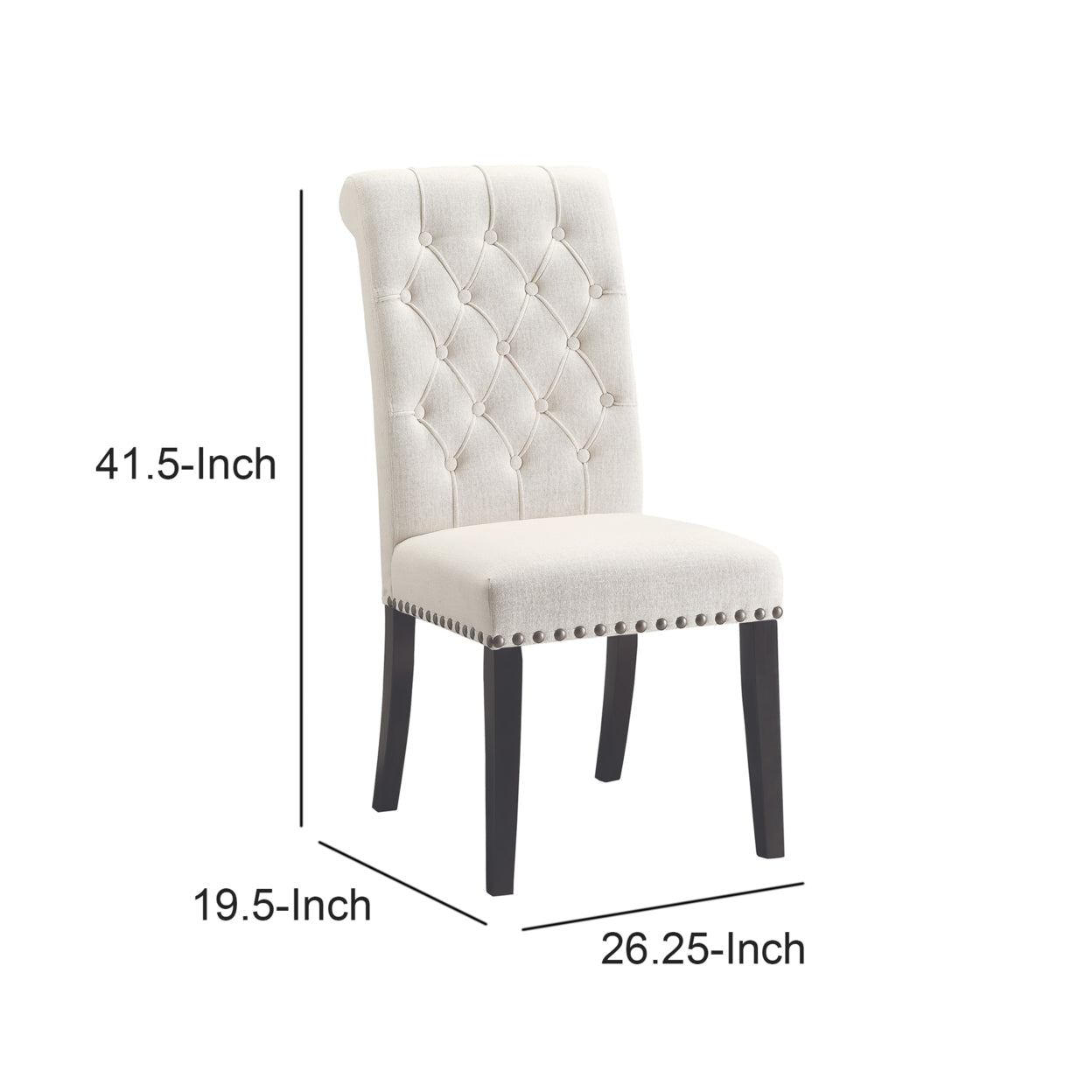 Wooden Dining Side Chair， Cream and Black， Set of 2- Saltoro Sherpi