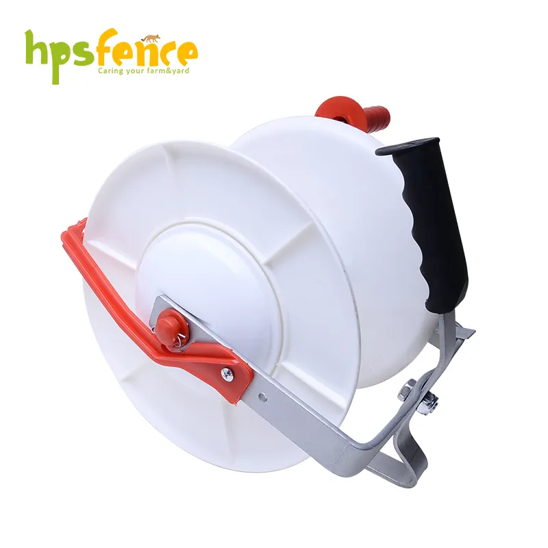 High strength PP material geared electric fence reel with manual multifunctional