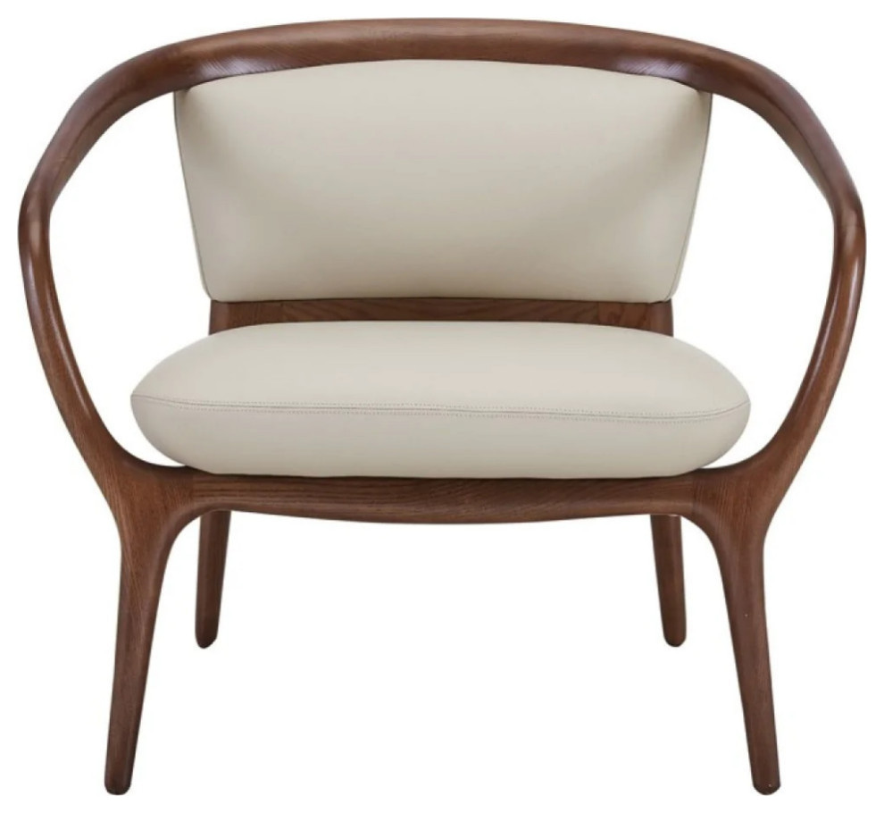 Annabeth Mid Century Beige and Walnut Accent Chair   Midcentury   Armchairs And Accent Chairs   by Rustic Home Furniture Deco  Houzz