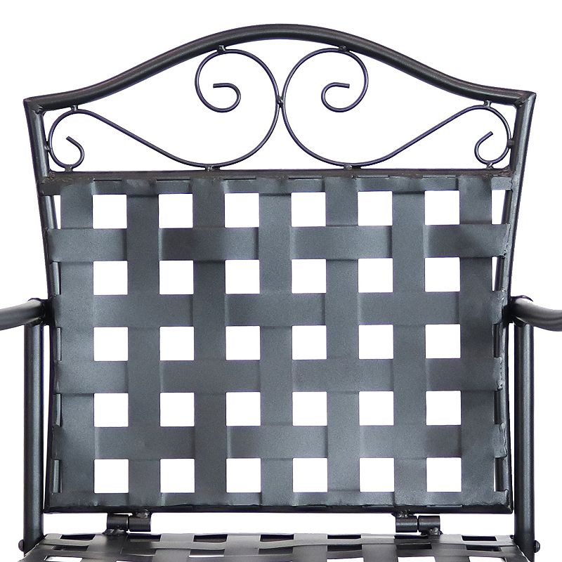 Sunnydaze Scrolling Wrought Iron Patio Bar-Height Table and Chairs - Black