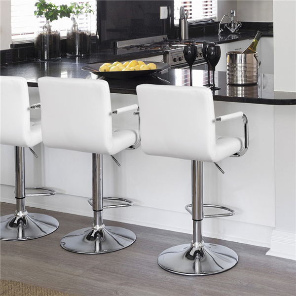 Topeakmart Bar Stool with Swivel and Adjustable Height， White， Set of 2