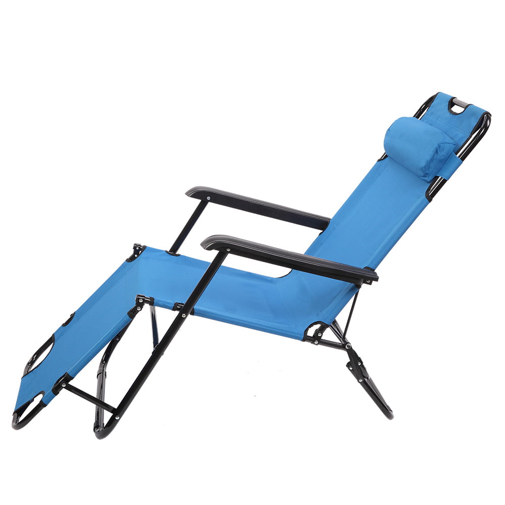 AIJIA Foldable Chaise Lounge Chair， Dual Purposes Extendable Folding Reclining Chair， Perfect for Beach， Backyard， Pool， or Picnic(Blue)