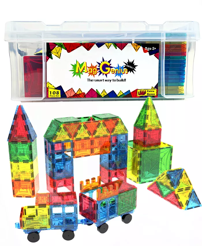 Mag-Genius 108 Piece Magnetic Building Blocks With Two Bonus Pieces