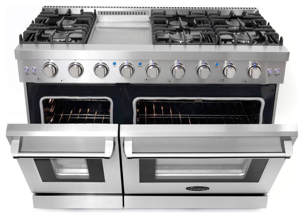 48 quotFreestanding Double Oven Gas Range  6 Sealed Gas Burners  Convection Oven   Contemporary   Gas Ranges And Electric Ranges   by Cosmo  Houzz