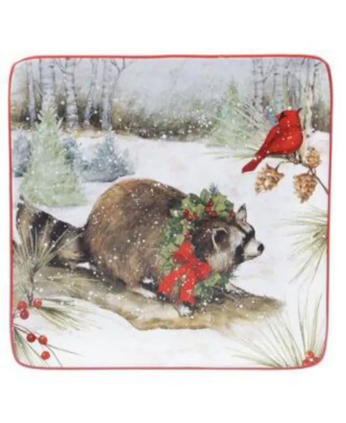 Certified International Winter Forest 4 Piece Dessert Plate