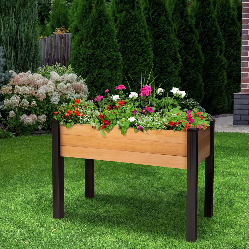 Outdoor Essentials Haven 2 ft. x 4 ft. Natural Cedar Elevated Garden Planter (Tool Free) 444803