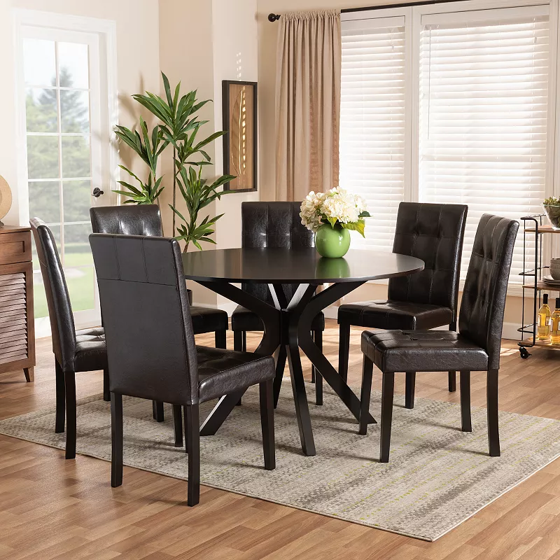 Baxton Studio Marie Dining Table and Chair 7-piece Set