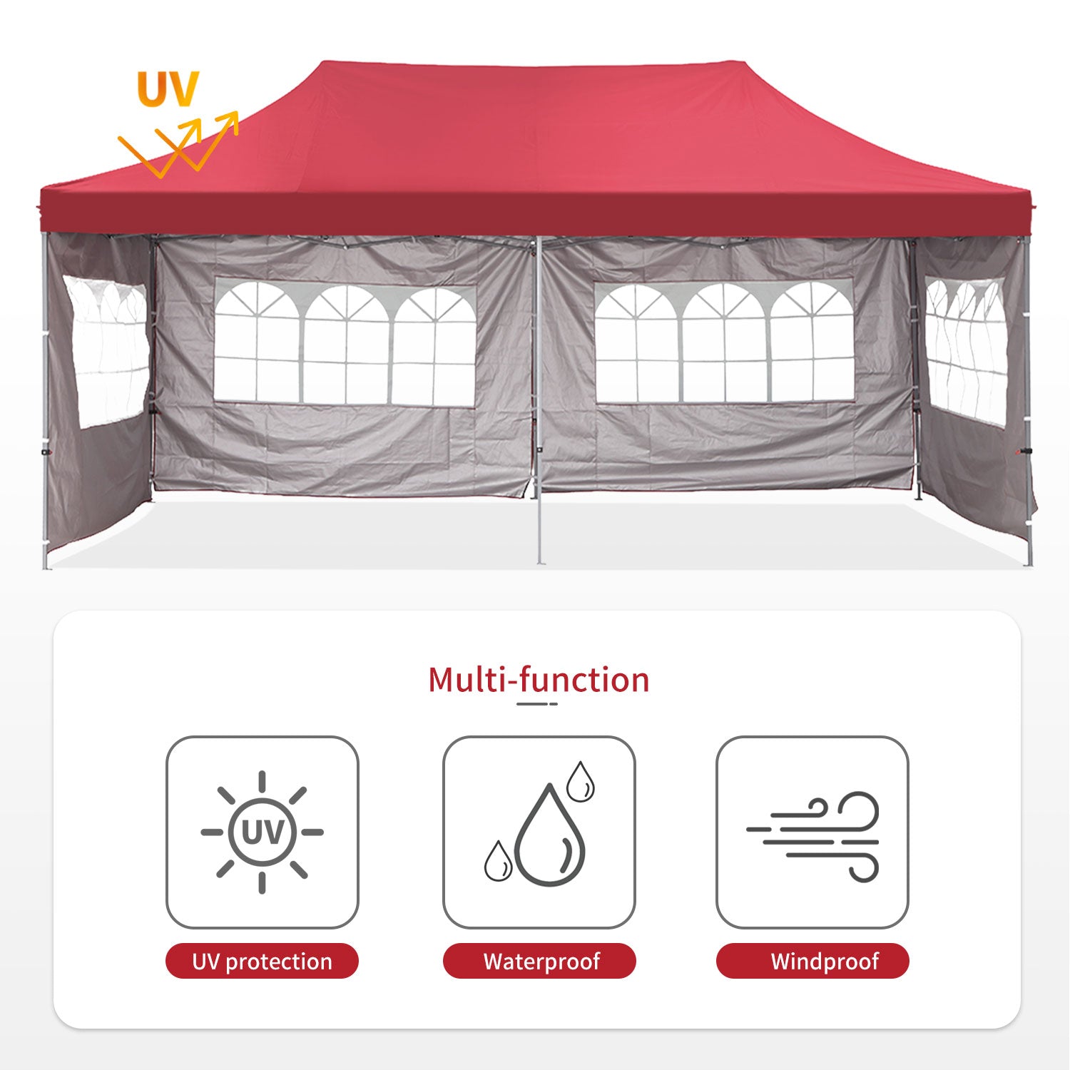 Ainfox 20' x 10' Red Instant Outdoor Canopie