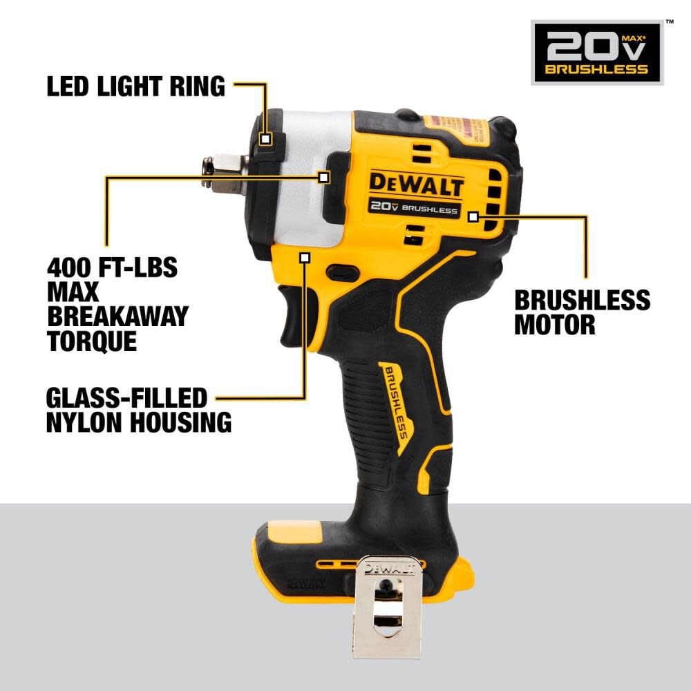 DEWALT 20V MAX 1/2" Impact Wrench Hog Ring Anvil Bare Tool DCF911B from DEWALT