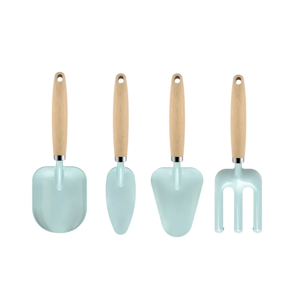 Homemade OEM 4PCS Mini Kids Gardening Tool Set for Vegetable with Wood/Rubber Handle for Children Garden Tool Sets Kit