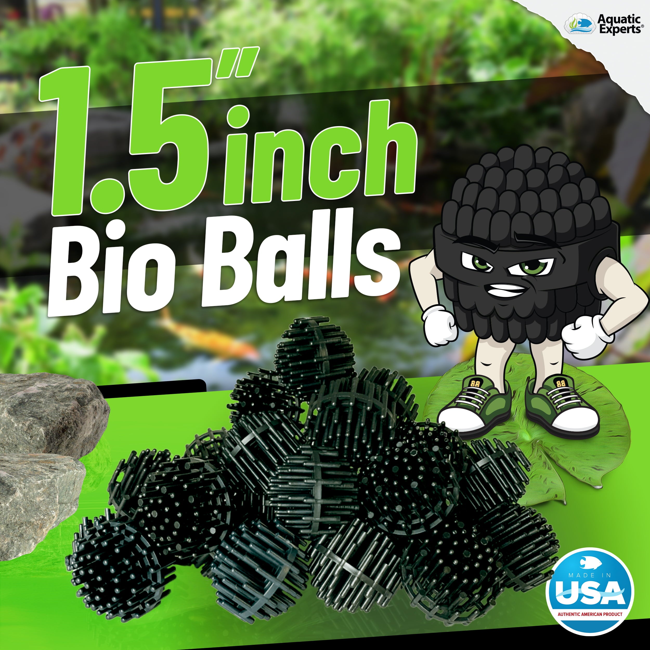 Aquatic Experts - Aquarium Bio Balls， Freshwater Filter Media for Aquarium and Ponds， 100 Count， 1.5''