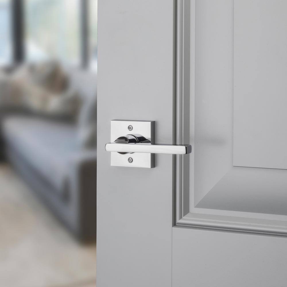 Baldwin Reserve Square Polished Chrome Universal HallCloset Door Handle with Contemporary Square Rose PSSQUCSR260