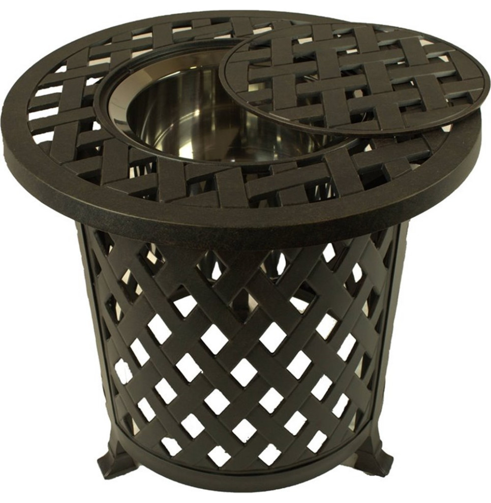 Home Square Metal Patio Accent Table with Ice Bucket in Black   Set of 2   Transitional   Outdoor Side Tables   by Homesquare  Houzz