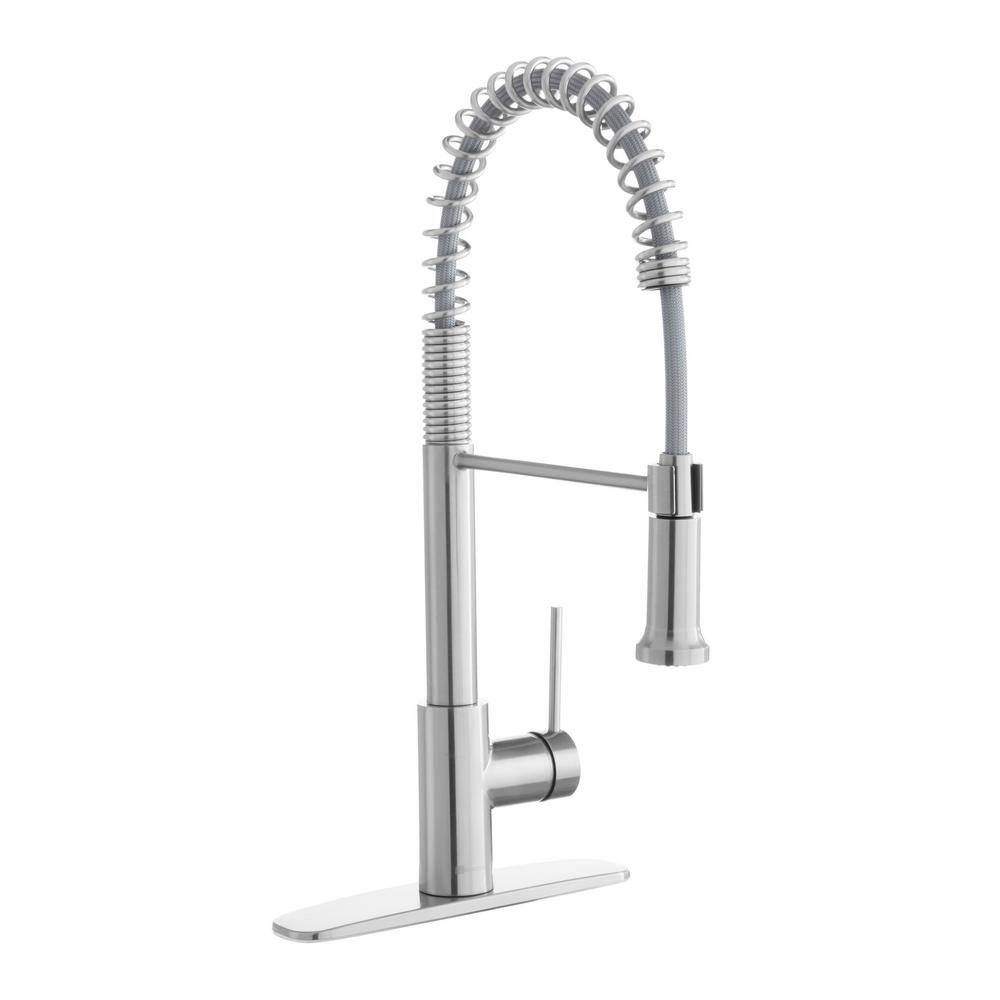 Glacier Bay Lemist Single-Handle Coil Springneck Pull-Down Sprayer Kitchen Faucet in Stainless Steel FP4AF263SS