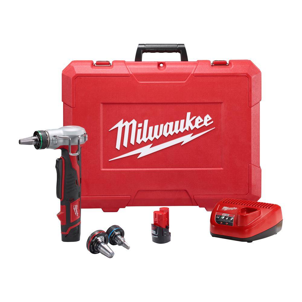 MW M12 12-Volt Lithium-Ion Cordless PEX Expansion Tool Kit with (2) 1.5 Ah Batteries (3) Expansion Heads and Hard Case 2474-22