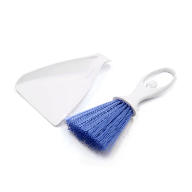 Unique Bargains Car Seat Dashboard Air Vent Dust Brush With Dustpan White Blue