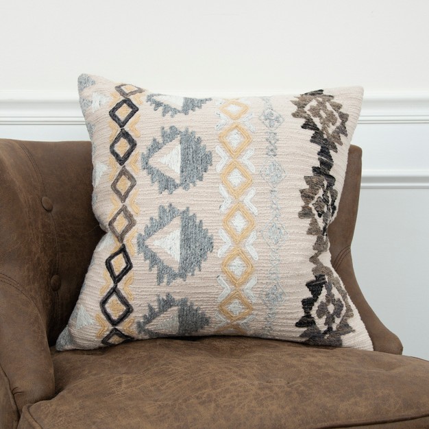 Oversize Geometric Square Throw Pillow Natural Rizzy Home