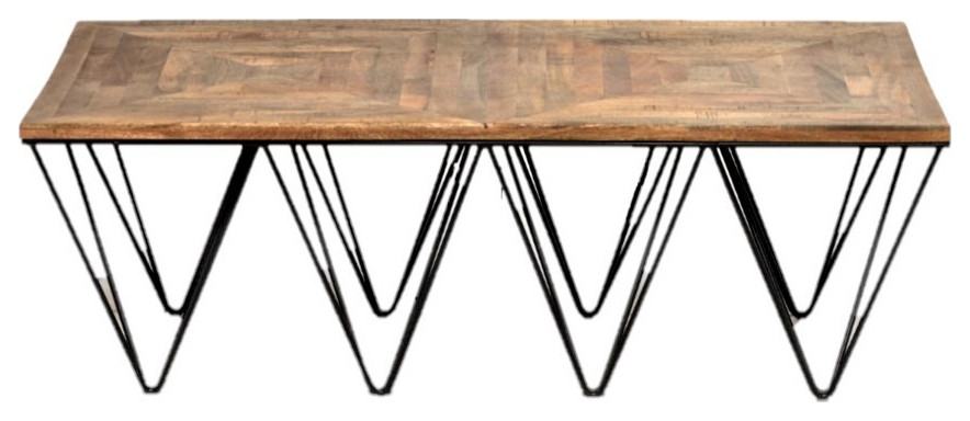 54 quotRectangular Reclaimed Wood Planks Coffee Table V Shaped Iron Base Squares   Industrial   Coffee Tables   by Sideboards and Things  Houzz