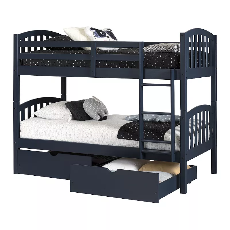 South Shore Ulysses Twin Bunk Bed and Rolling Drawers Set