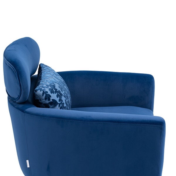 Modern Lounge Accent Chair with Velvet Upholstery， Navy