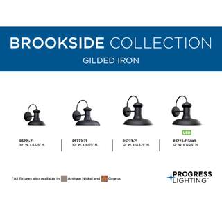 Progress Lighting Brookside Collection 1-Light Gilded Iron LED 12.25 in. Outdoor Wall Lantern Sconce P5723-7130K9