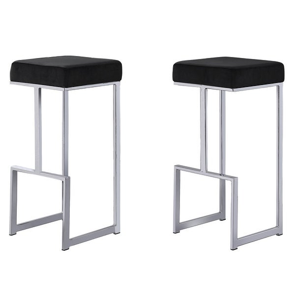 Best Master Furniture Silver Velvet Bar Stool (Set of 2)