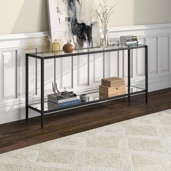 Hera 64'' Wide Rectangular Console Table with Glass Shelf