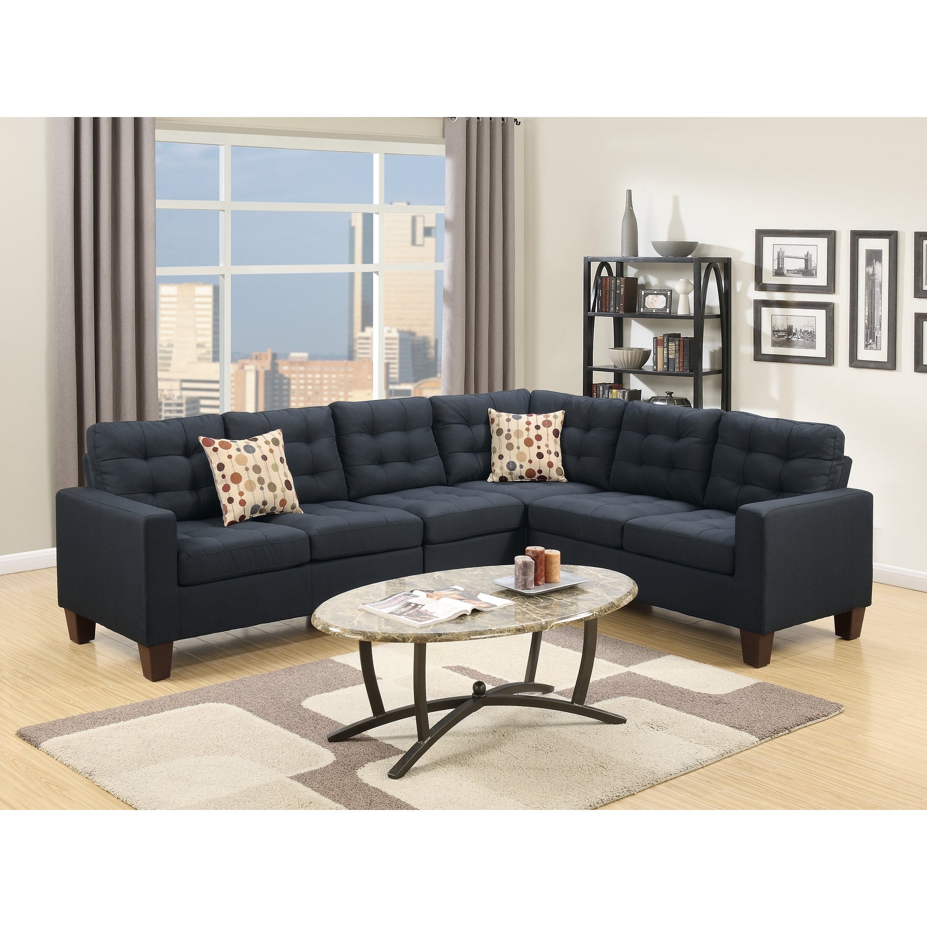 4 Piece Sectional Sofa with Pillows