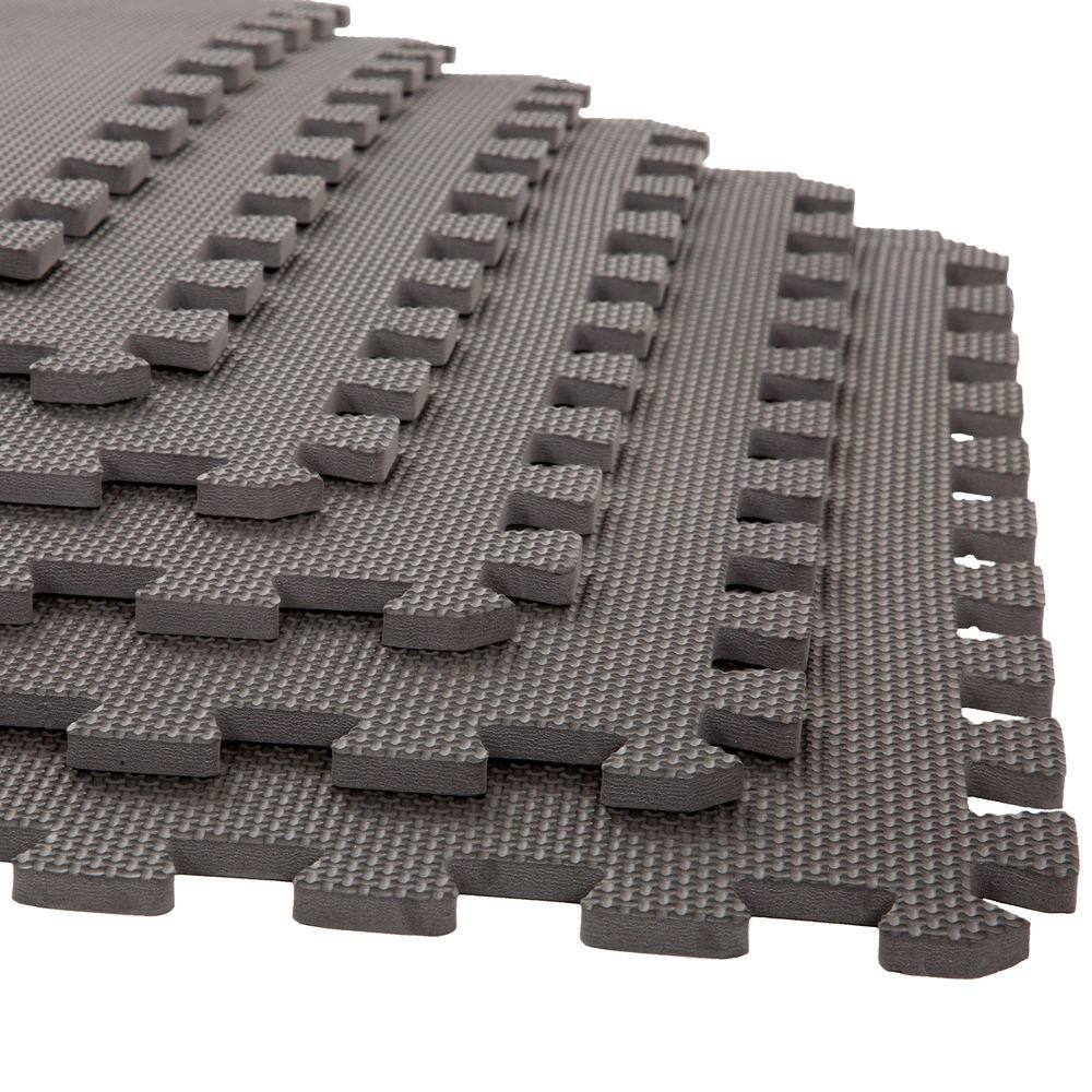 Stalwart Grey 24 in. x 24 in. x 0.375 in. Interlocking EVA Foam Floor Tile (6-Pack) M550033