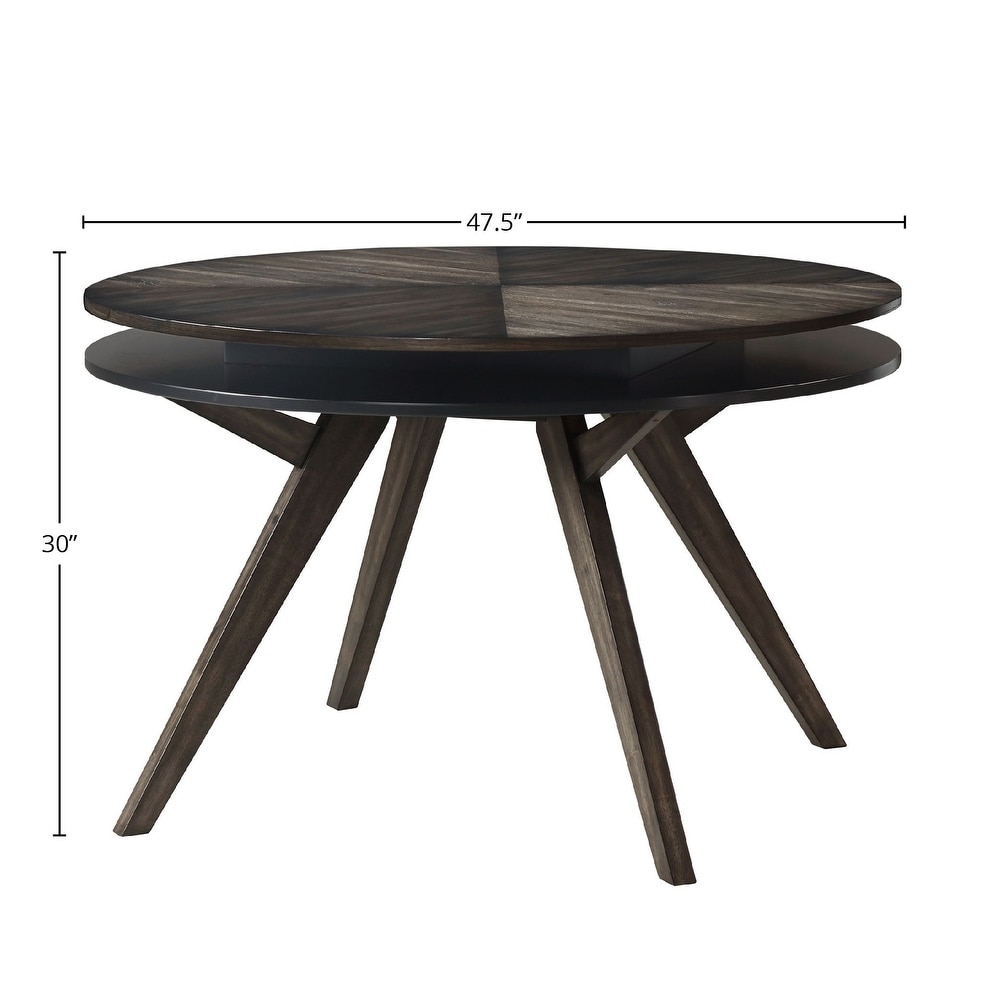 Lennox Round Wood Dining Table  Dark Tobacco   Brown